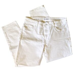 DL1961 Florence Instasculpt white cropped ankle skinny jeans pants